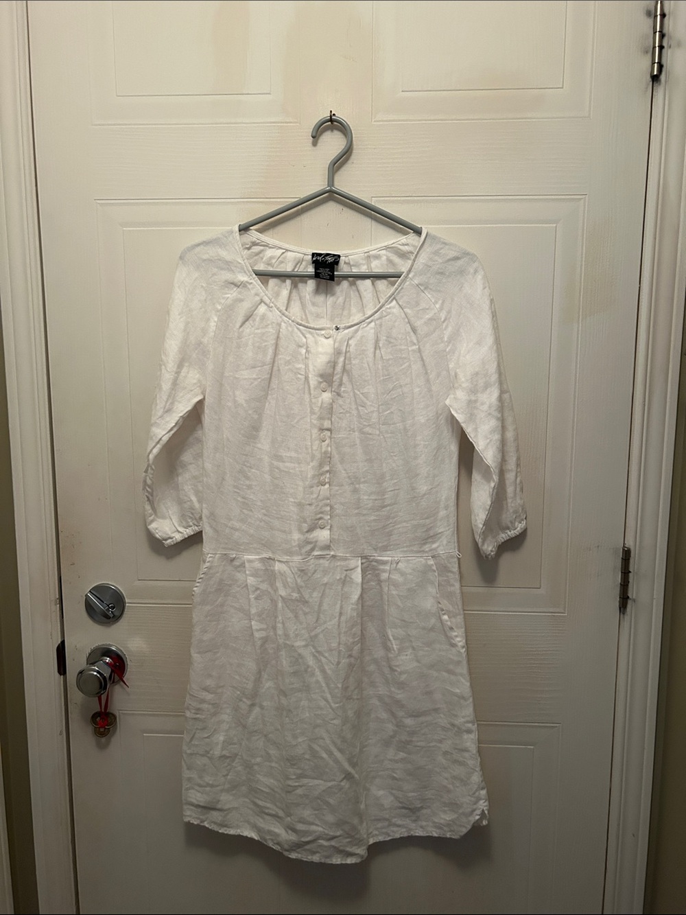 Lord & Taylor White Linen Button-Front Tunic